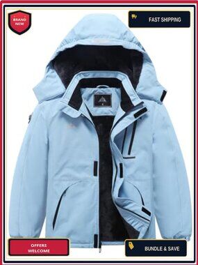 Kids Ski Jacket Waterproof Fleece Lined Snowboarding Winter Coat